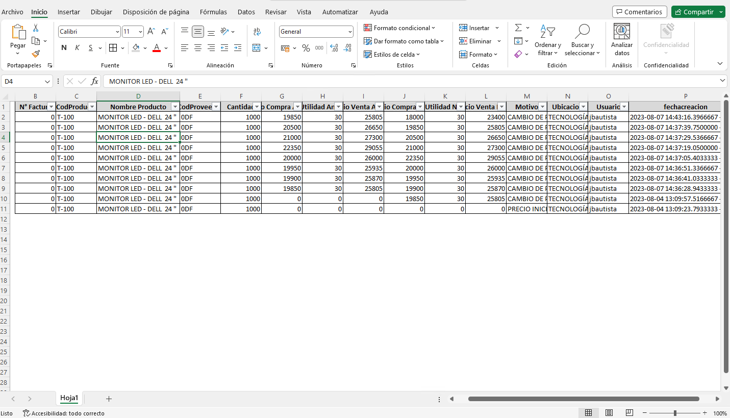 Interfaz de usuario gráfica, Aplicación, Tabla, Excel
Descripción generada automáticamente